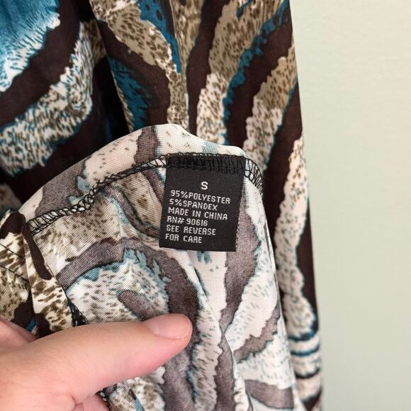 FCNY Maxi Dress Women S Brown Animal Print Sleeveless Empire Sundress Summer NWT - Picture 8 of 8